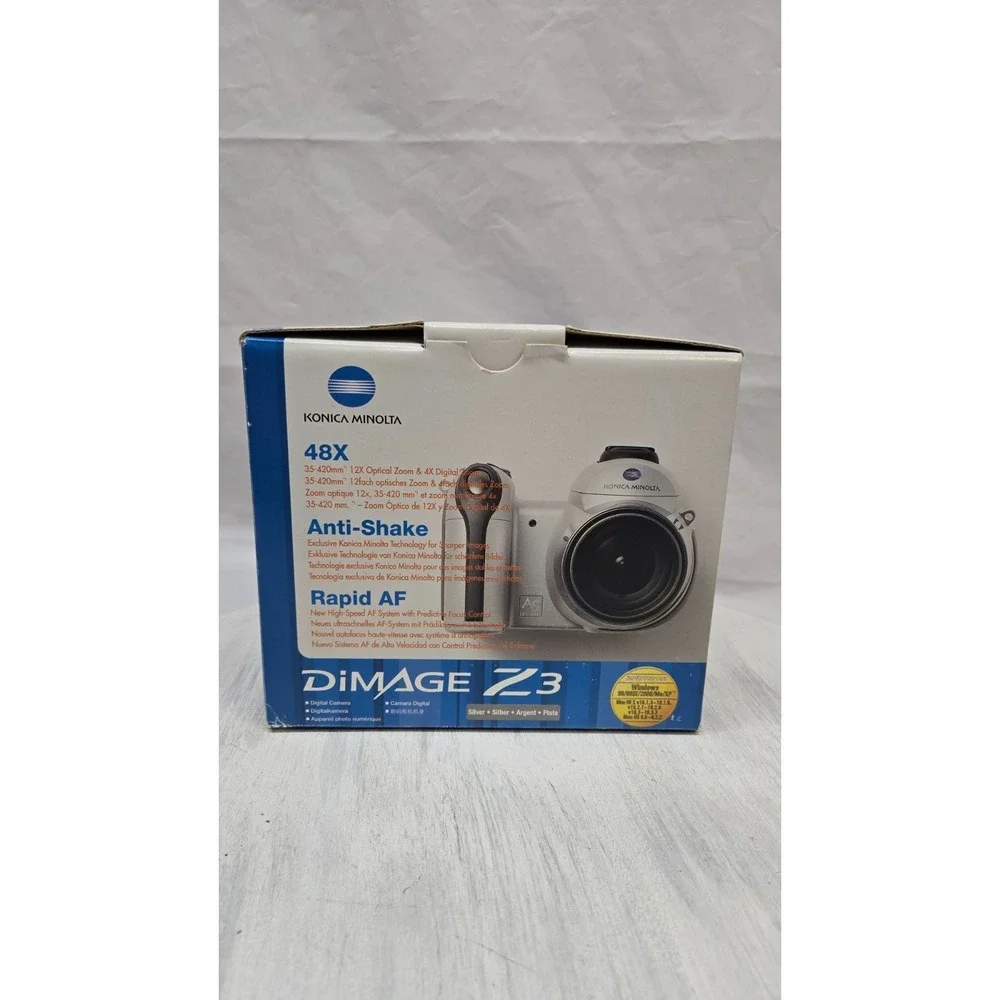 Konica Minolta DiMAGE Z3 Camera w/ Flash,Charger,Optika Lenses,Filters,Bag WORKS